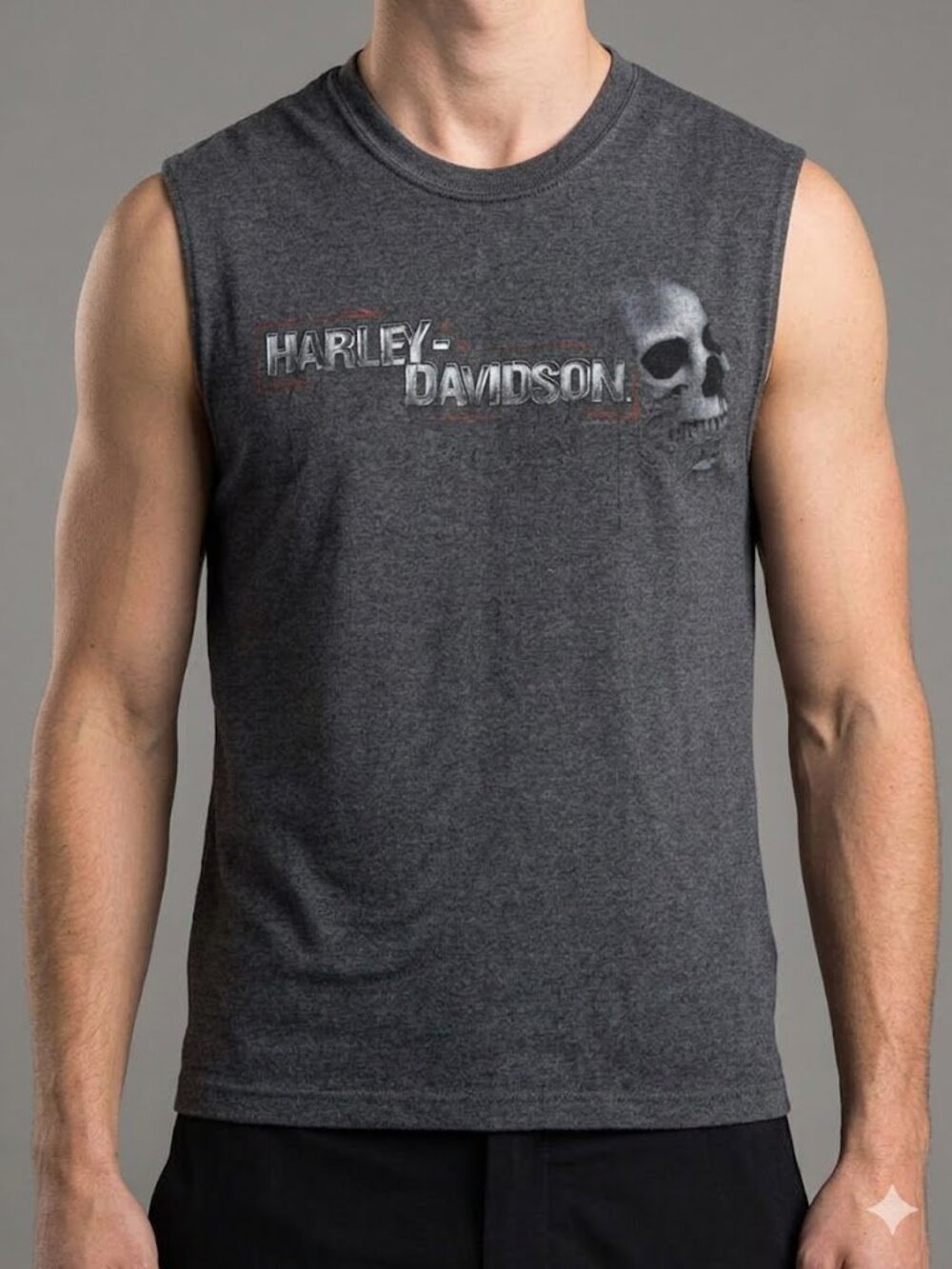Harley Davidson Double Sided Tank Top Muscle Shirt Skull Biker Dealer Men's L